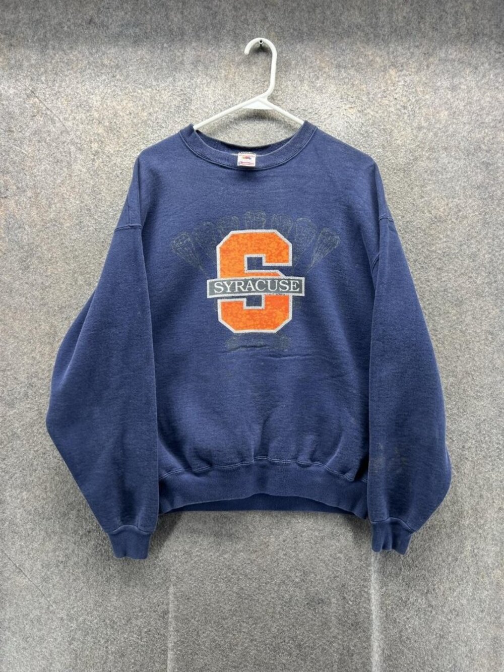 Vintage Syracuse Orange Sweatshirt Mens Large Blue Lacrosse Fruit Of The Loom